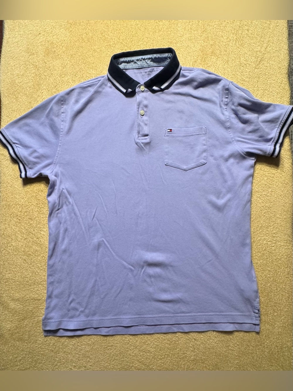 Tommy Hilfiger Men’s Light Lavender Polo with Black Contrast Collar